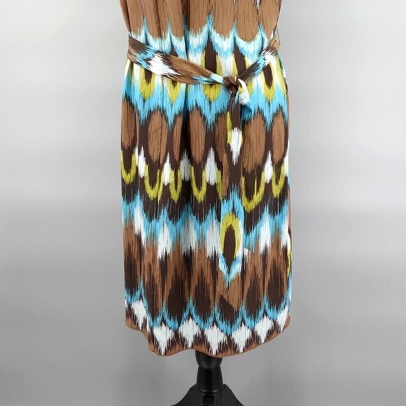 Banana Republic Silk Dress Womens Small Grace Ikat Print Brown Sleeveless Tunic - Picture 3 of 16